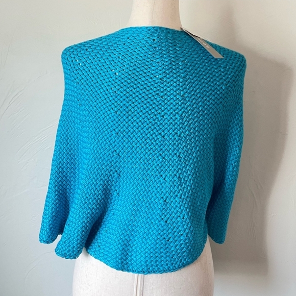 NWT Chico's Blue Weave Open Front Knit Wrap Shrug Cardigan Sweater Size L/XL - Picture 5 of 8